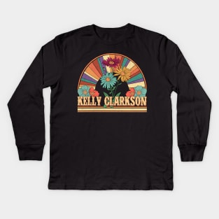 Kelly Flowers Name Clarkson Personalized Gifts Retro Style Kids Long Sleeve T-Shirt